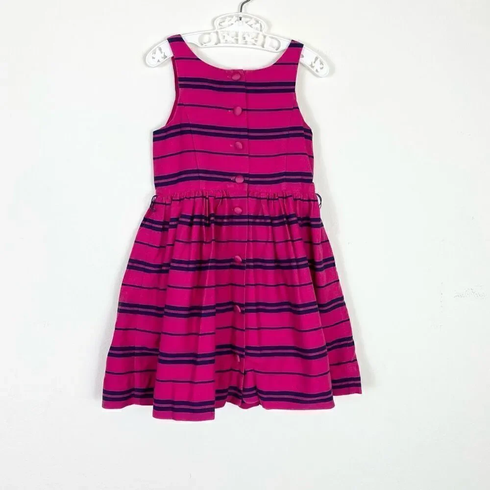 Girl’s Size 5 Polo Ralph Lauren Hot Pink & Navy Striped Button Back A Line Dress